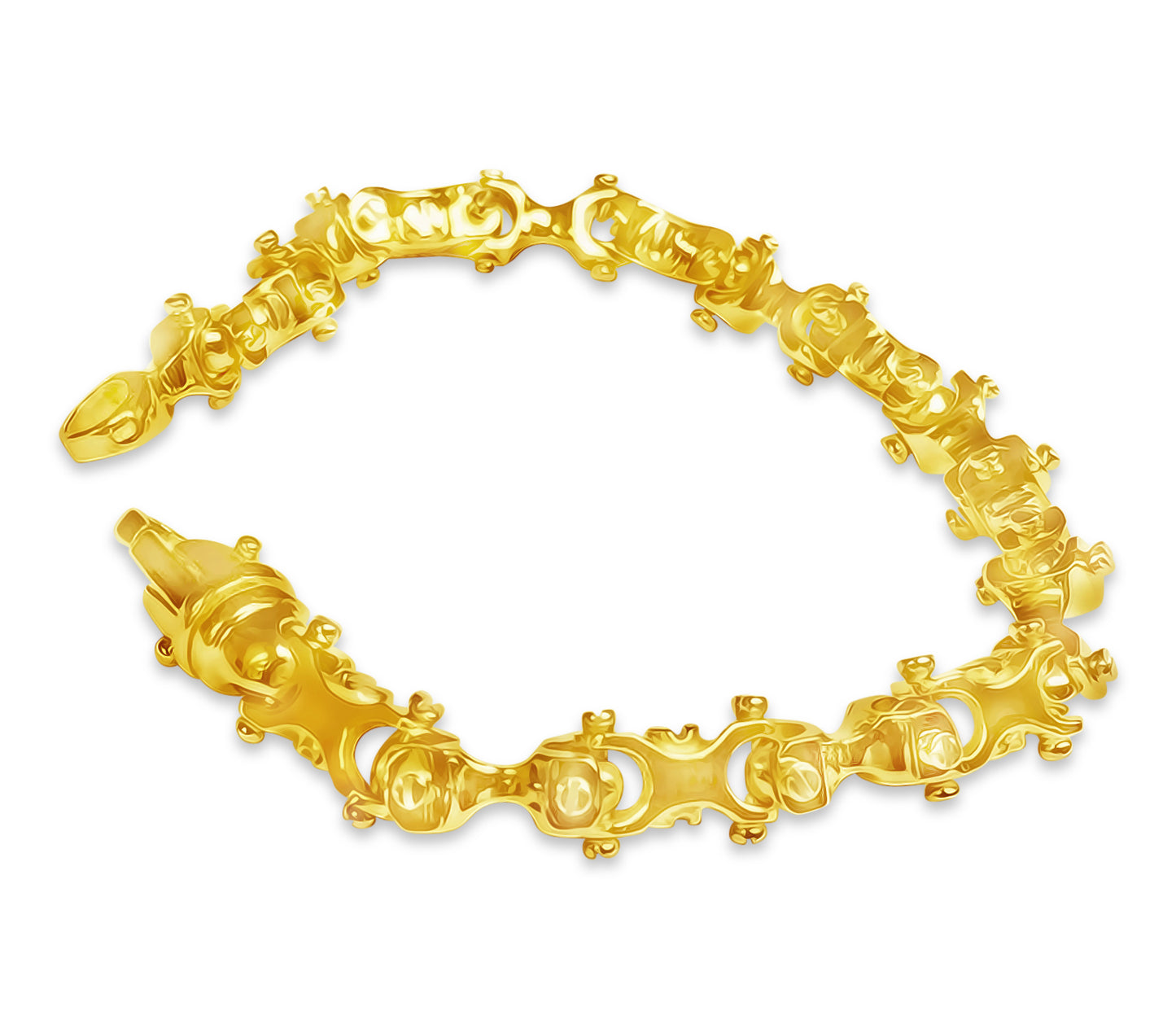 Handmade Solid Gold Equestrian Bracelet , 9mm