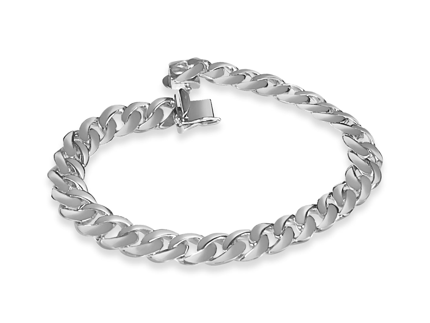 Handmade Solid Gold Curb Bracelet , 9mm