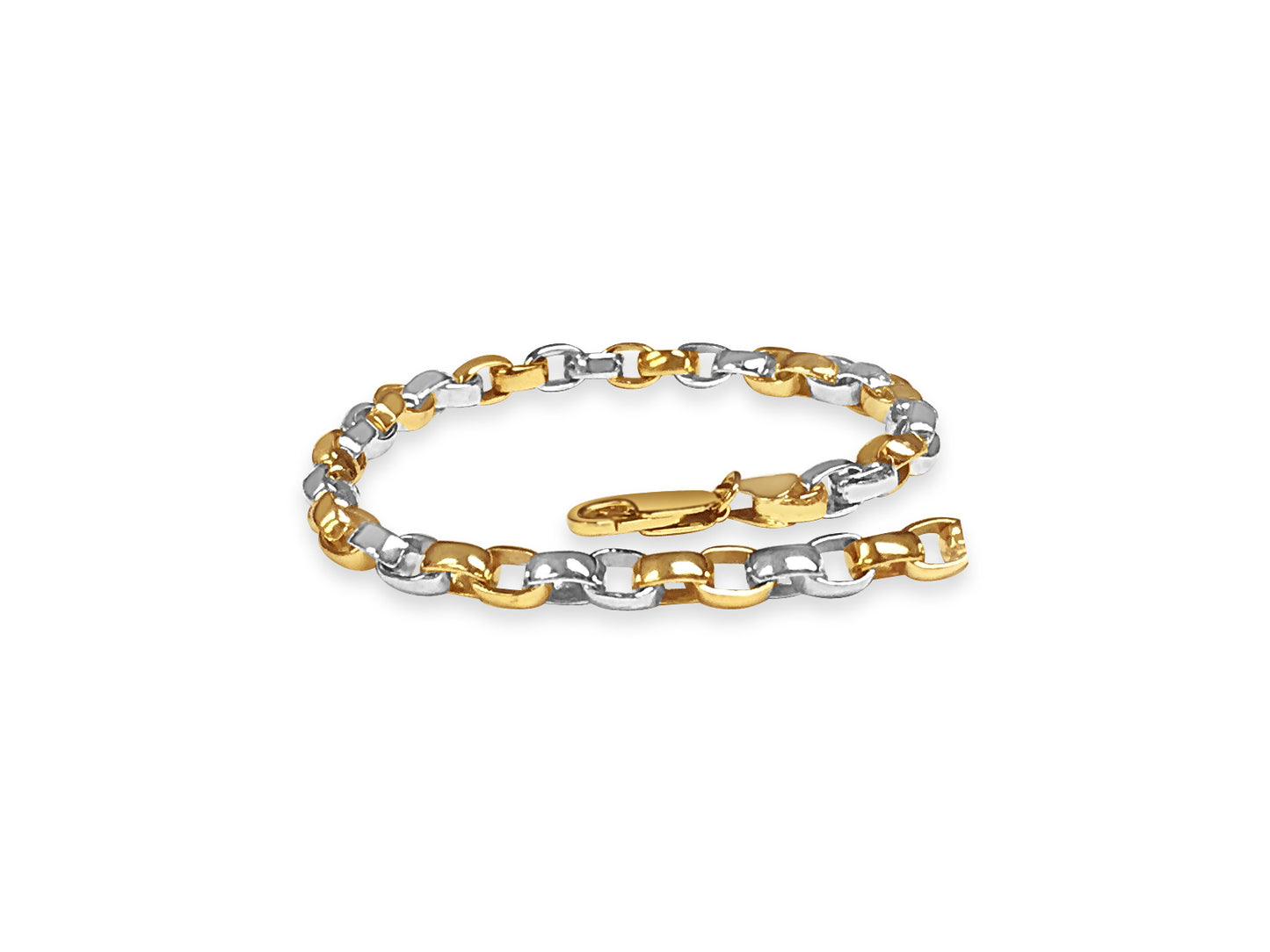 Handmade Solid Gold Oval Rolo Bracelet , 6mm