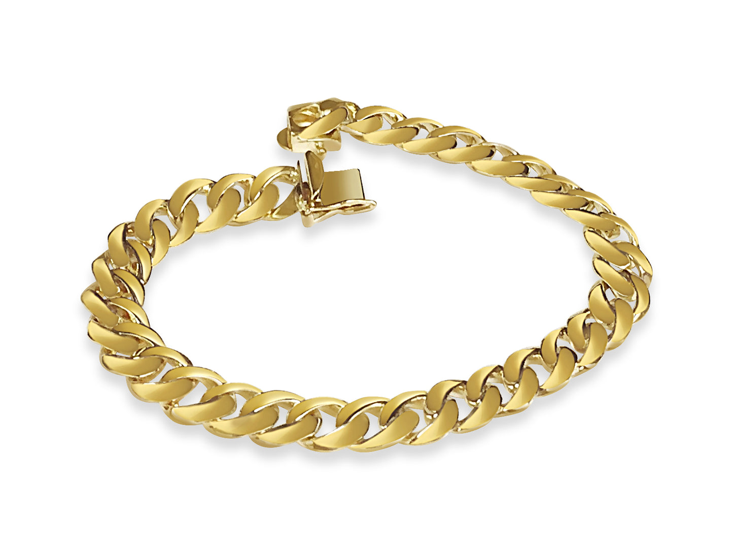 Handmade Solid Gold Curb Bracelet , 9mm