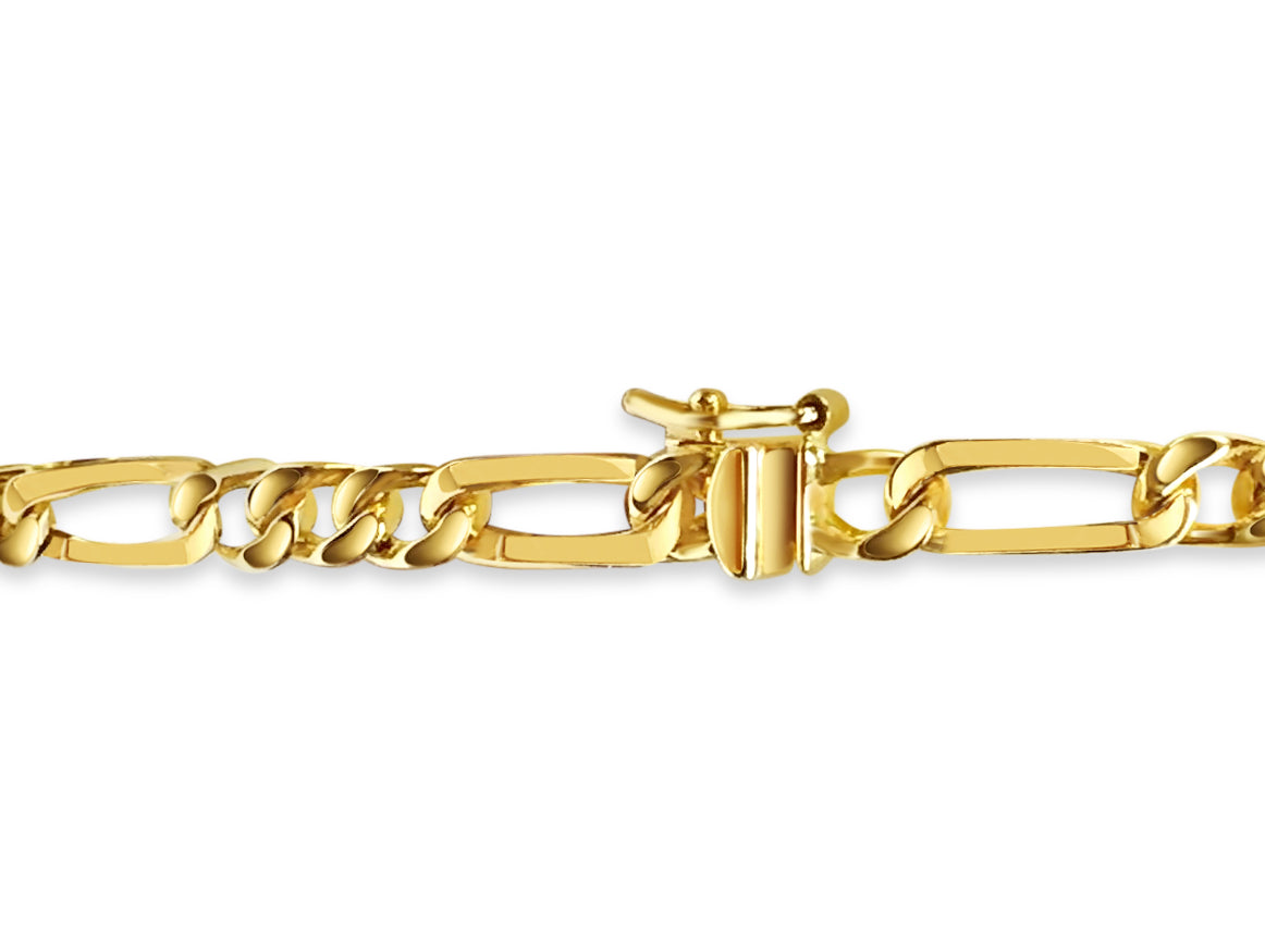 Handmade Solid Gold ID Figaro Bracelet , 5mm