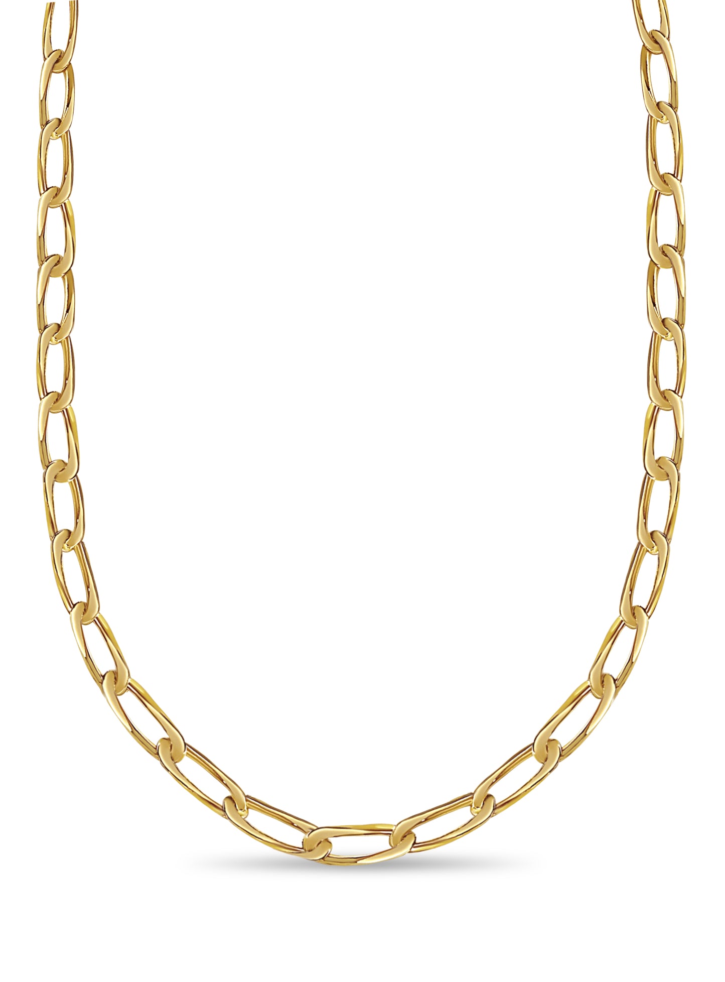 Handmade Solid Gold Flat Necklace , 9mm