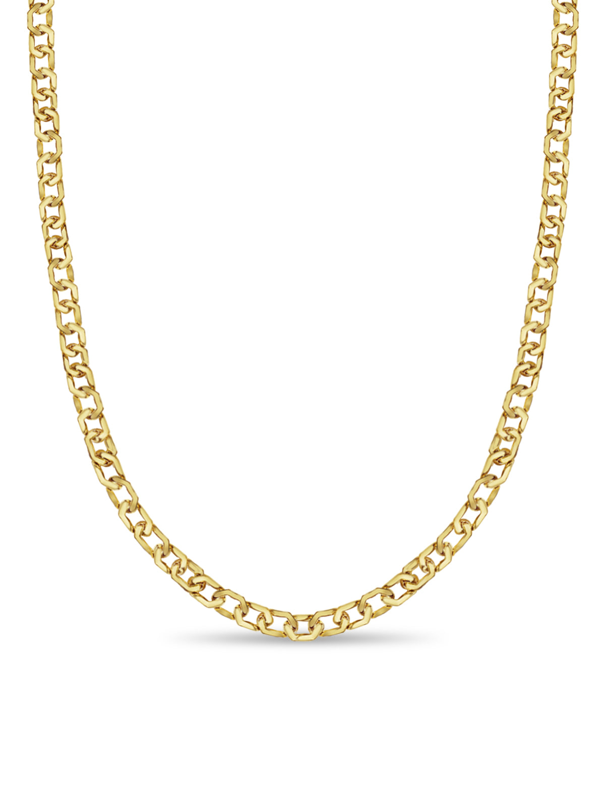 Handmade Solid Gold Curb Necklace , 11mm