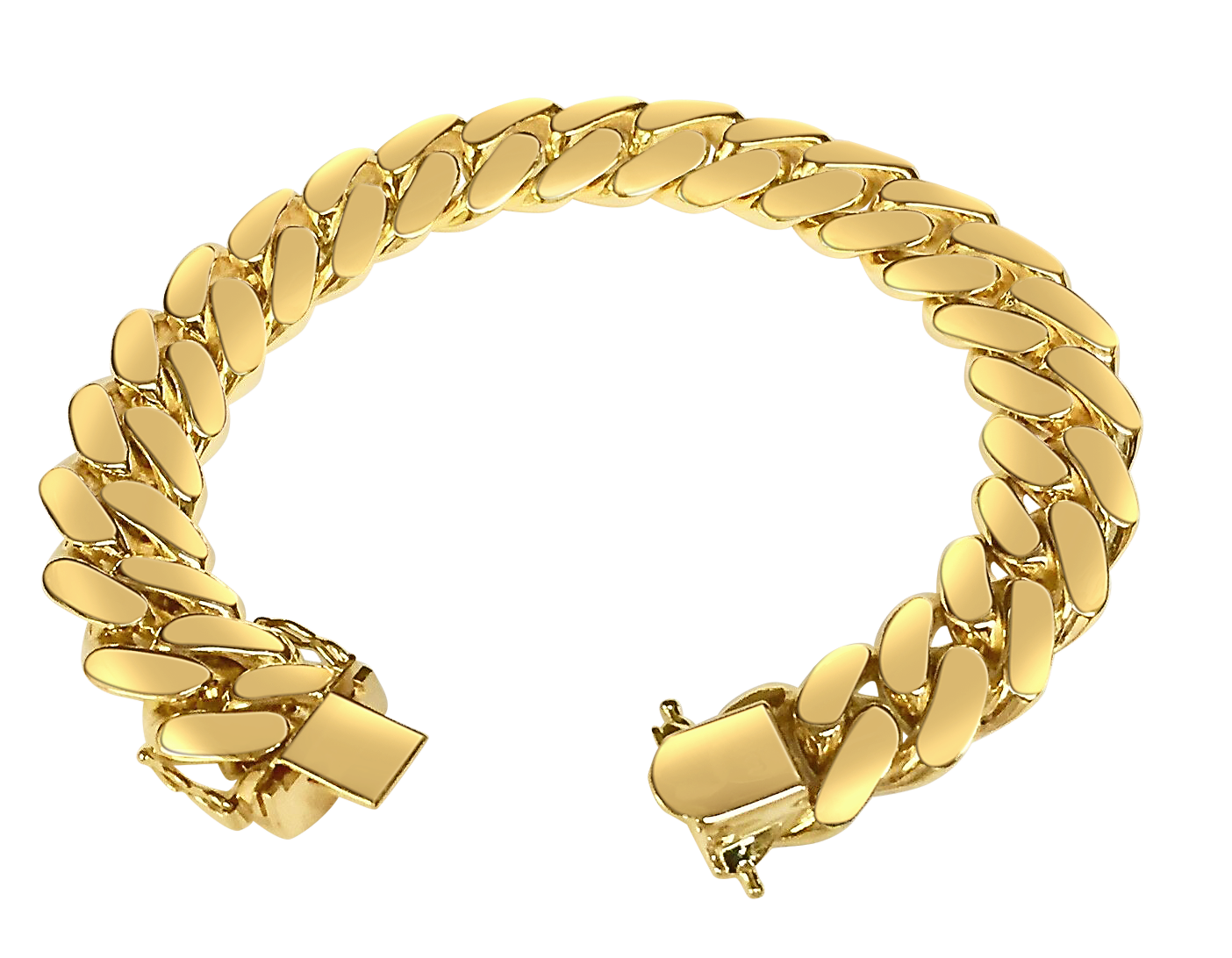 Handmade Solid Gold Miami Cuban Bracelet , 14mm