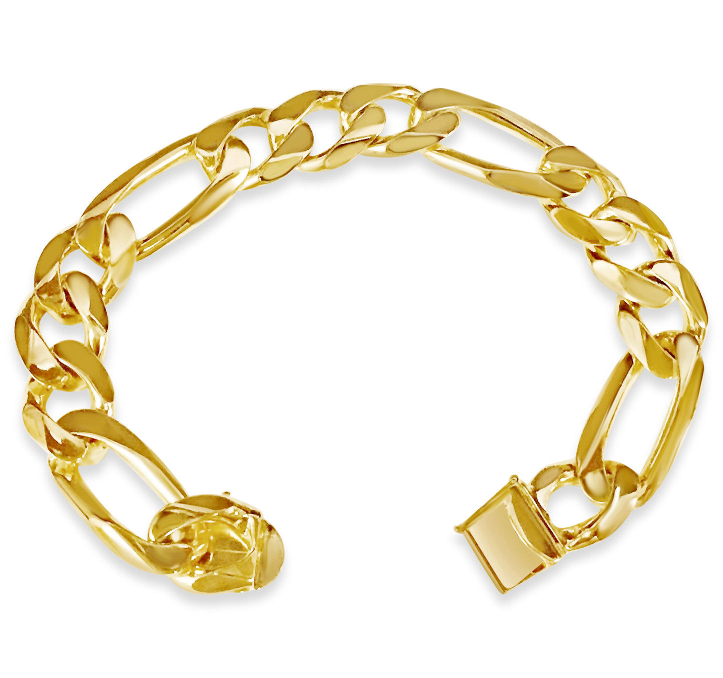 Handmade Solid Gold Figaro Bracelet , 14mm