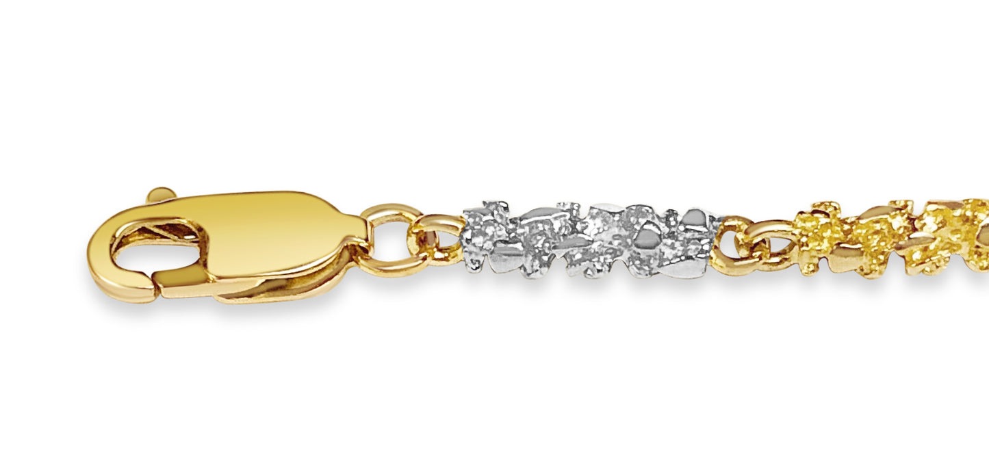 Handmade Solid Gold Nugget Bracelet , 4mm