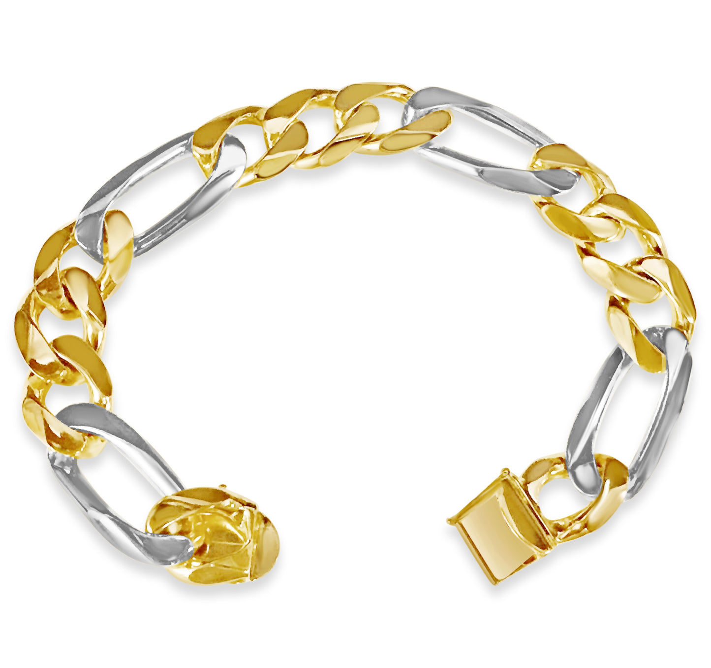 Handmade Solid Gold Figaro Bracelet , 14mm