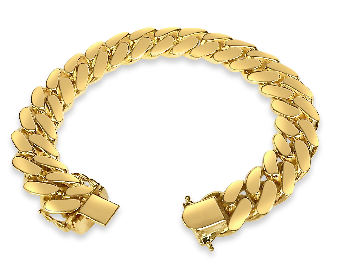 Handmade Solid Gold Miami Cuban Bracelet , 14mm