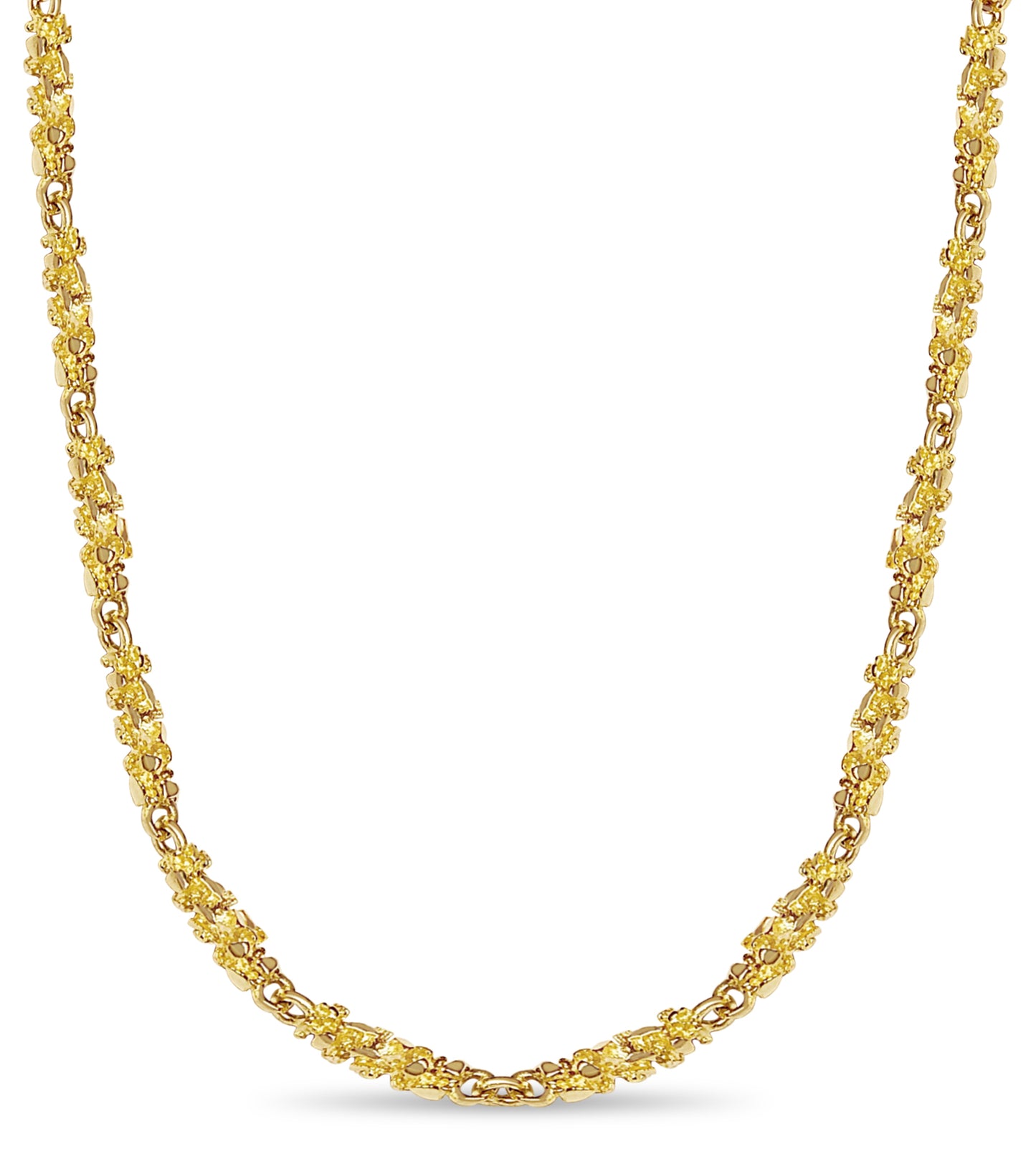 Handmade Solid Gold Nugget Necklace , 4mm