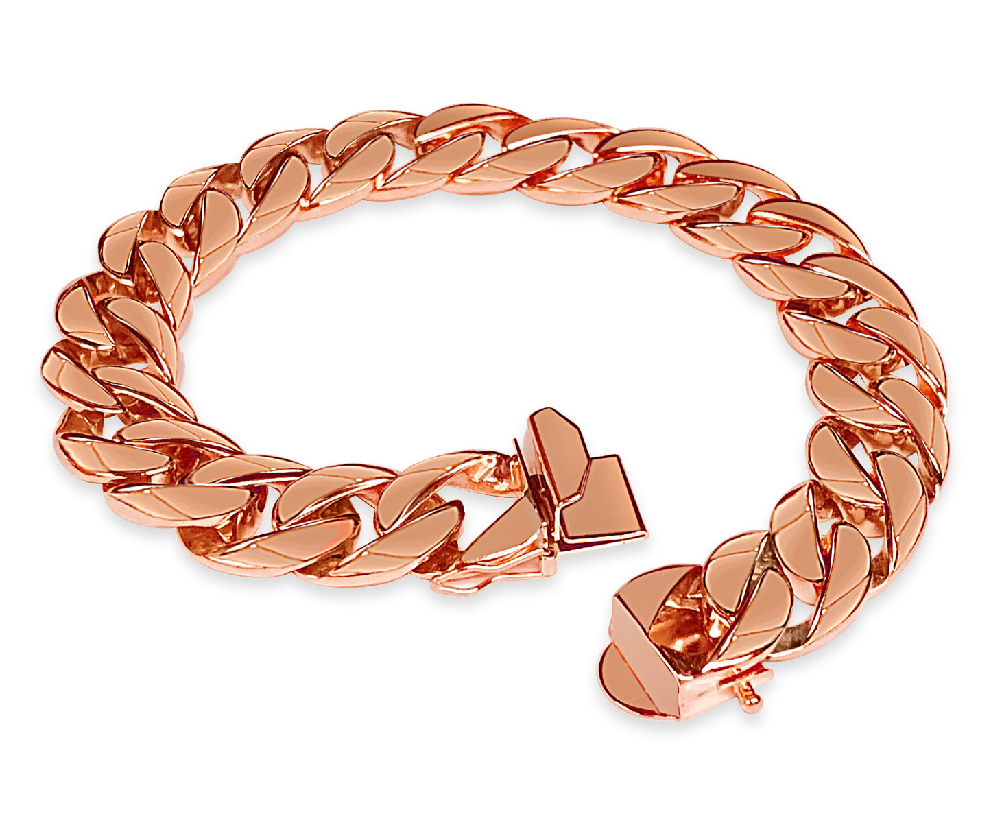 Handmade Solid Gold Curb Bracelet , 13mm