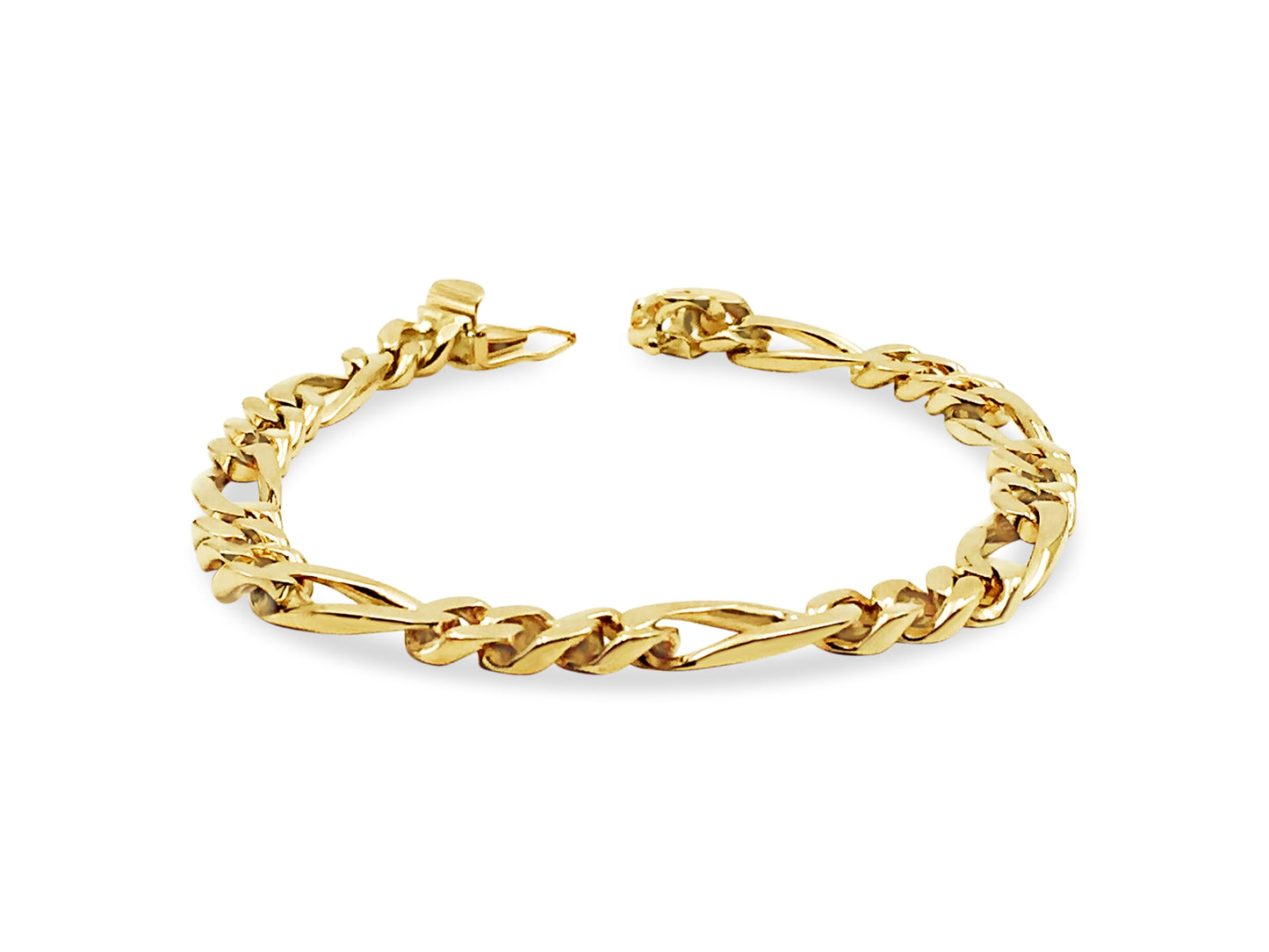 Handmade Solid Gold Figaro Bracelet , 7mm