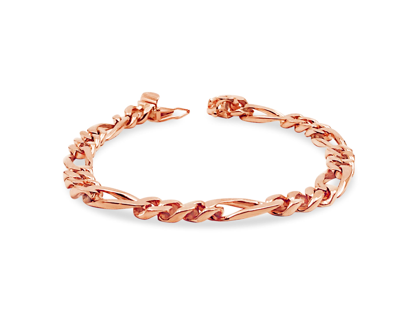 Handmade Solid Gold Figaro Bracelet , 7mm