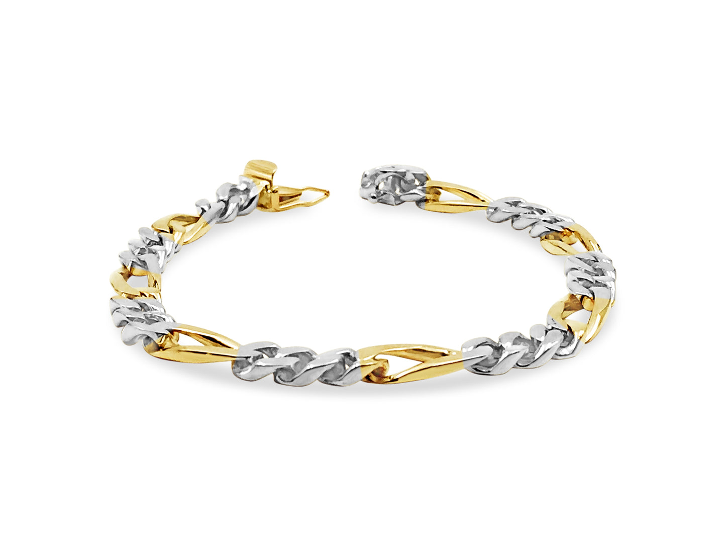 Handmade Solid Gold Figaro Bracelet , 7mm