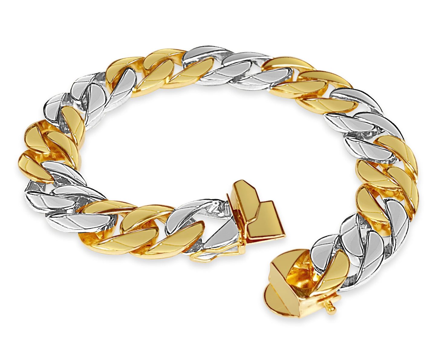 Handmade Solid Gold Curb Bracelet , 13mm