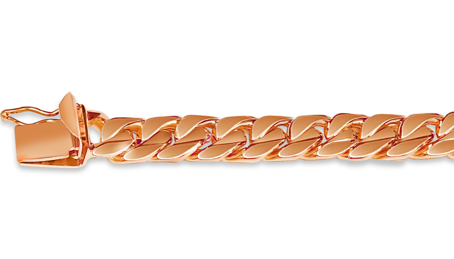 Handmade Solid Gold Curb Bracelet , 9mm