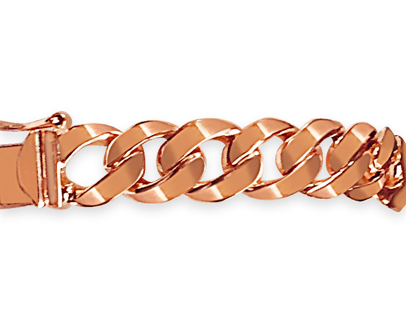 Handmade Solid Gold Curb Bracelet , 9mm