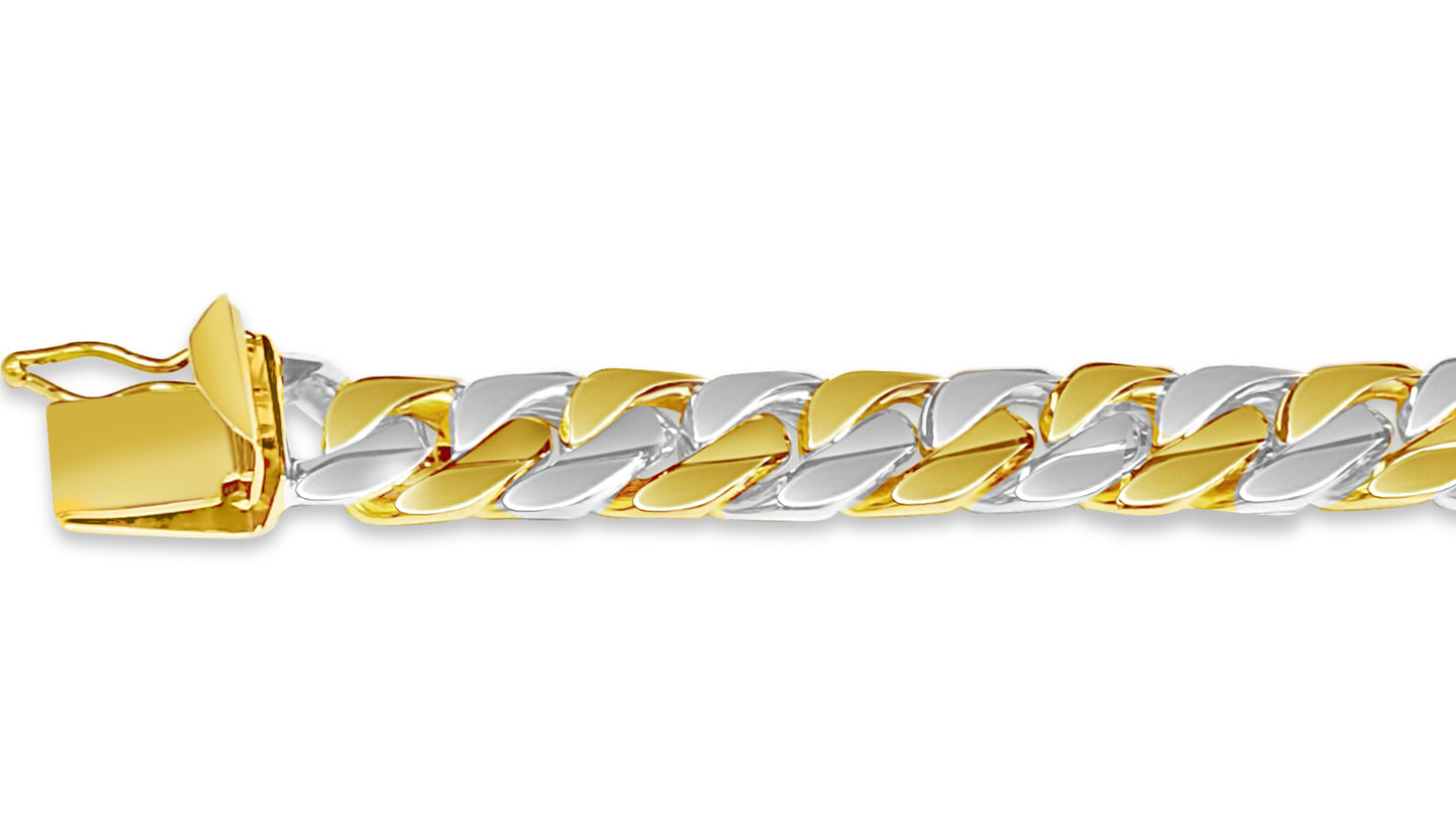 Handmade Solid Gold Curb Bracelet , 9mm