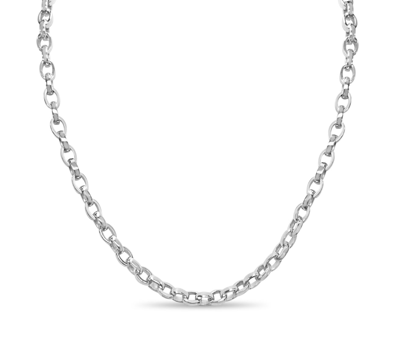 Handmade Solid Gold Oval Rolo Necklace , 6mm