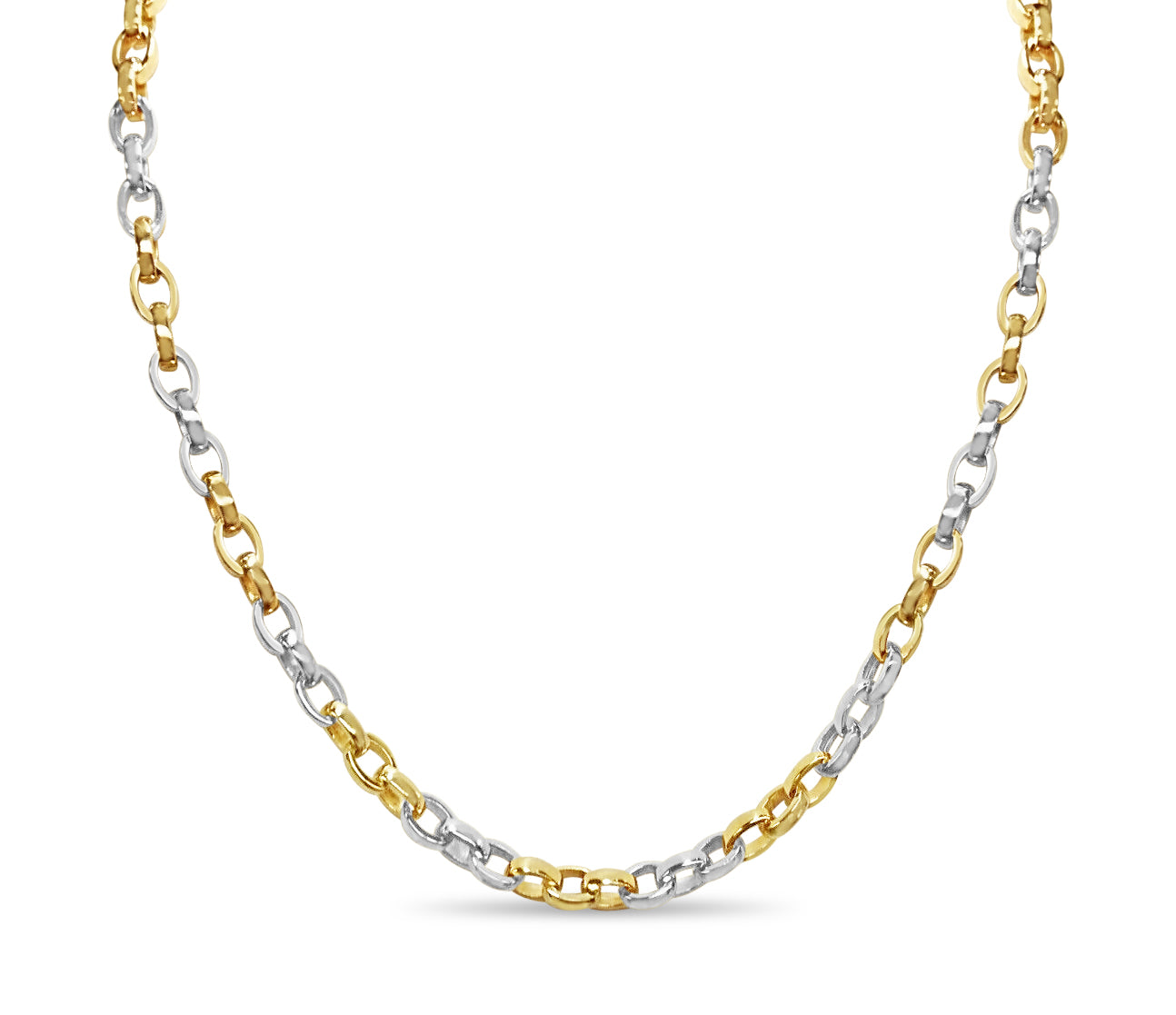 Handmade Solid Gold Oval Rolo Necklace , 6mm