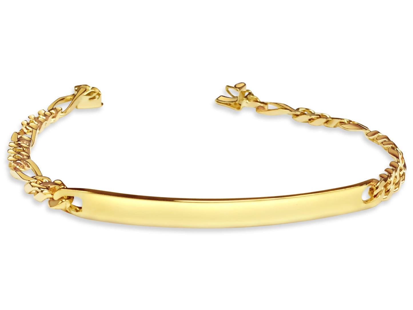 Handmade Solid Gold ID Figaro Bracelet , 5mm