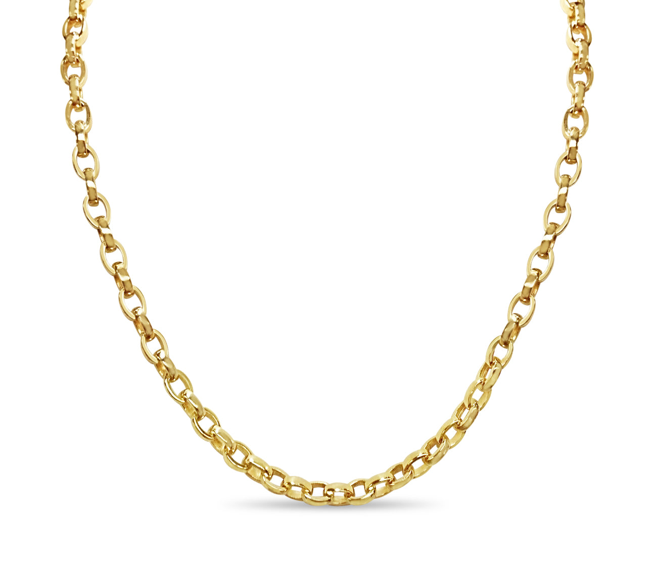 Handmade Solid Gold Oval Rolo Necklace , 6mm