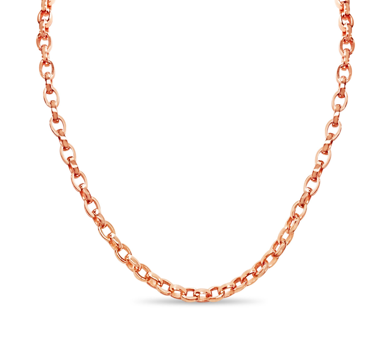 Handmade Solid Gold Oval Rolo Necklace , 6mm