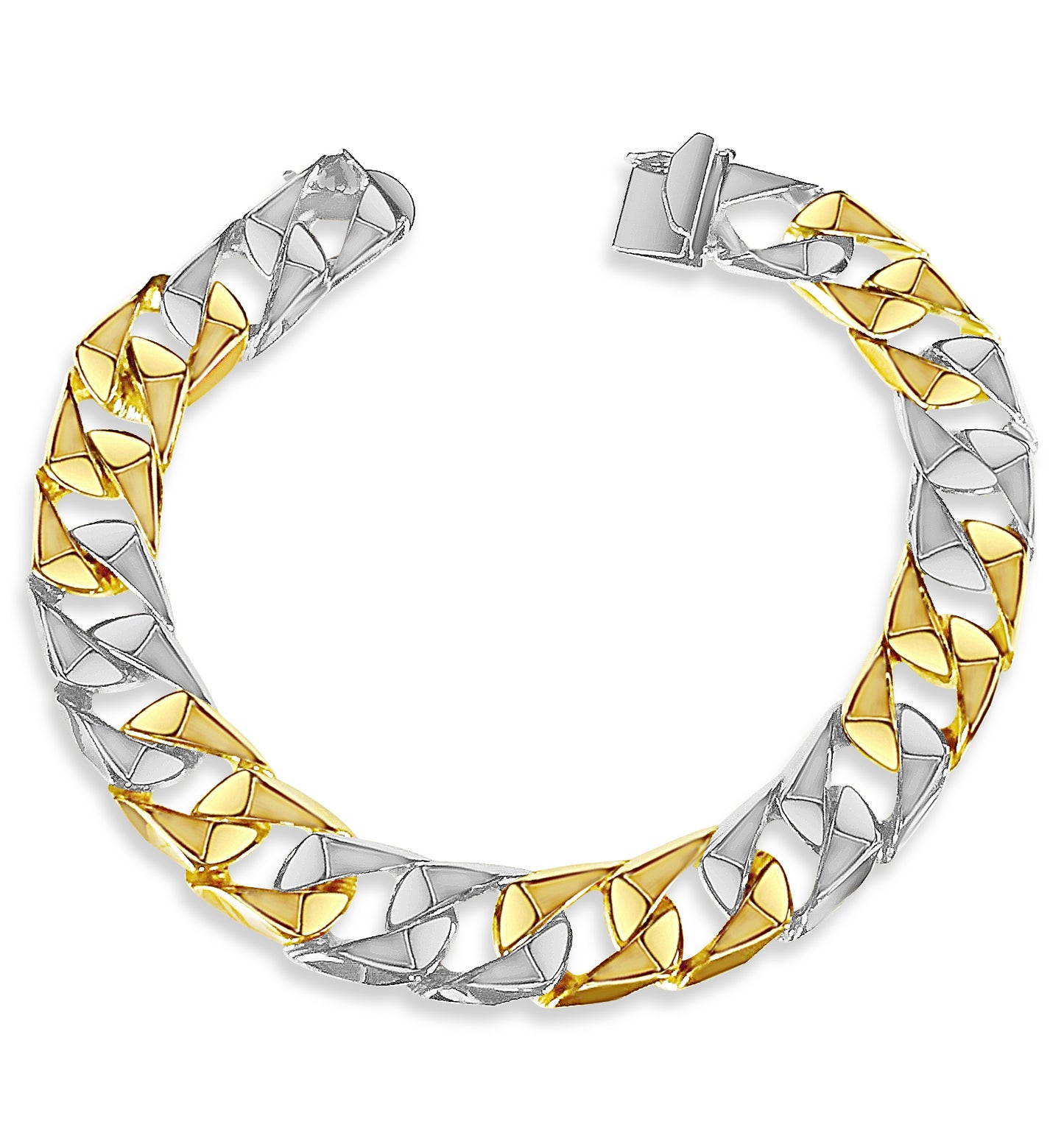 Handmade Solid Gold Curb Bracelet , 14mm