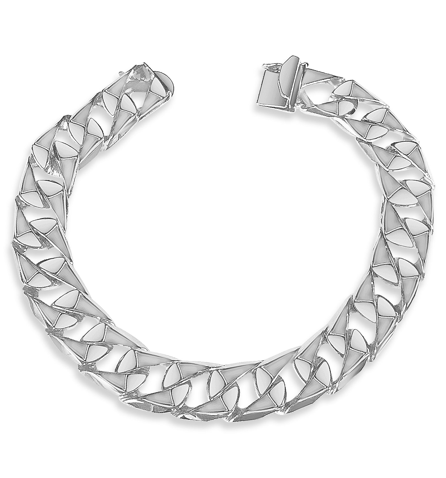 Handmade Solid Gold Curb Bracelet , 14mm