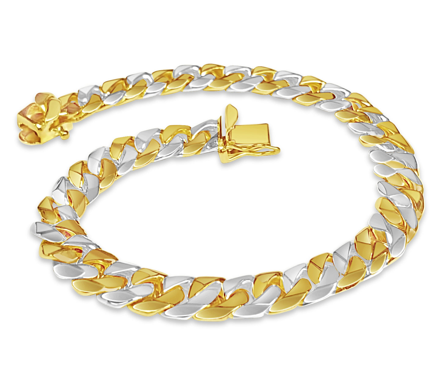 Handmade Solid Gold Curb Bracelet , 9mm