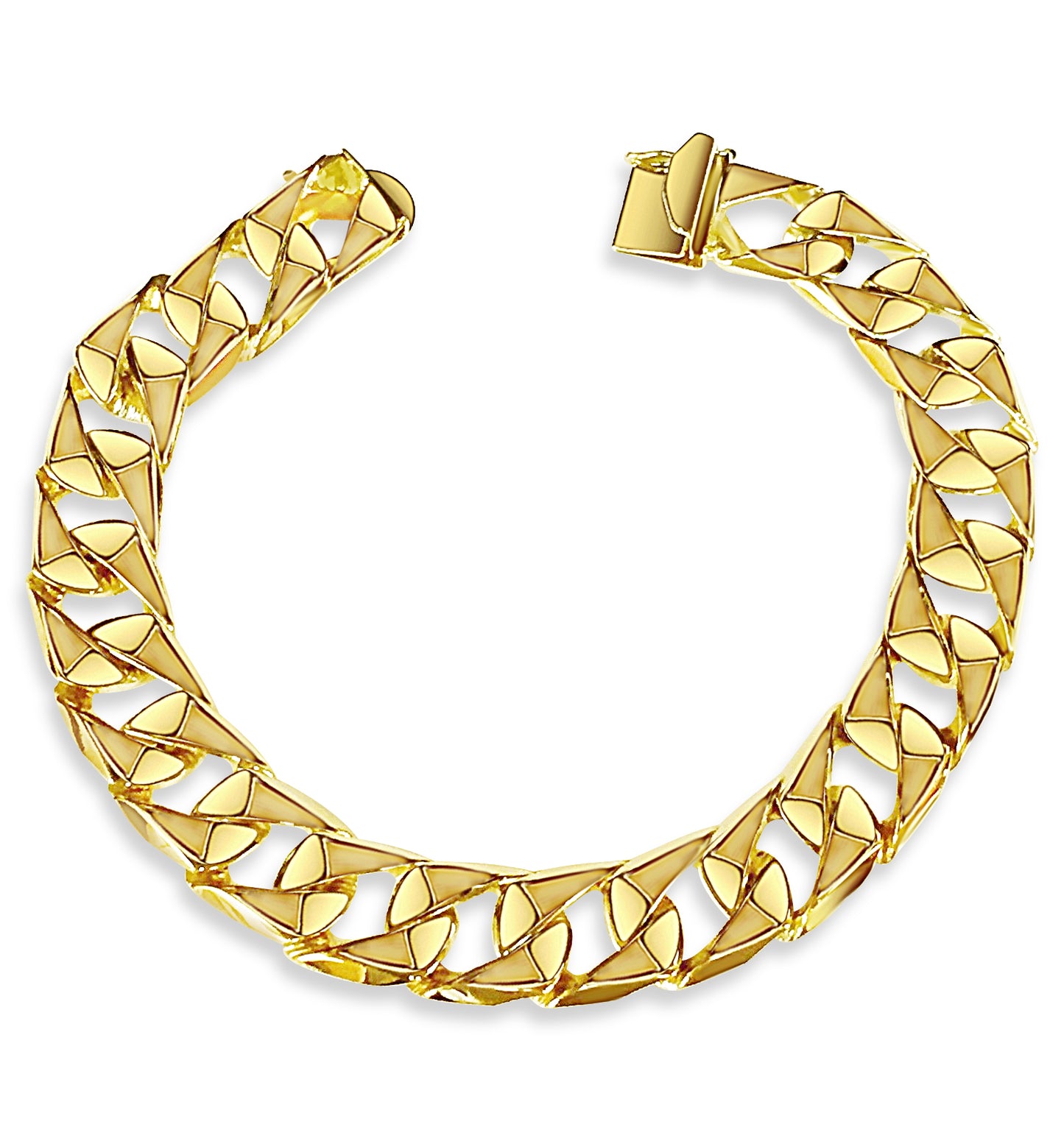Handmade Solid Gold Curb Bracelet , 14mm
