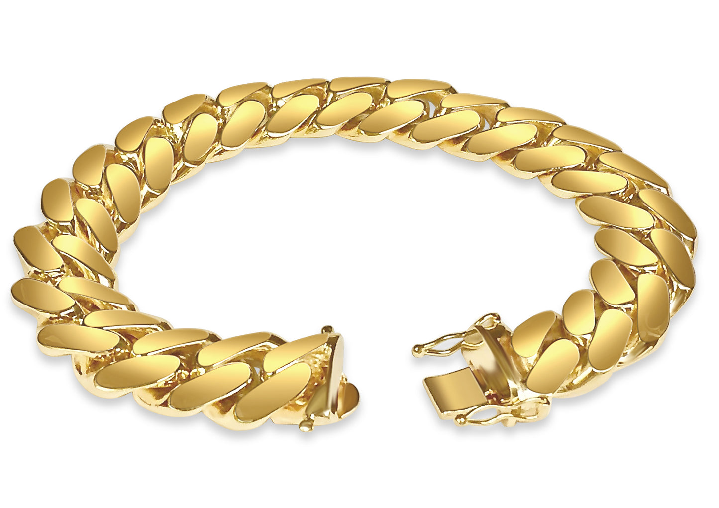 Handmade Solid Gold Miami Cuban Bracelet , 16mm