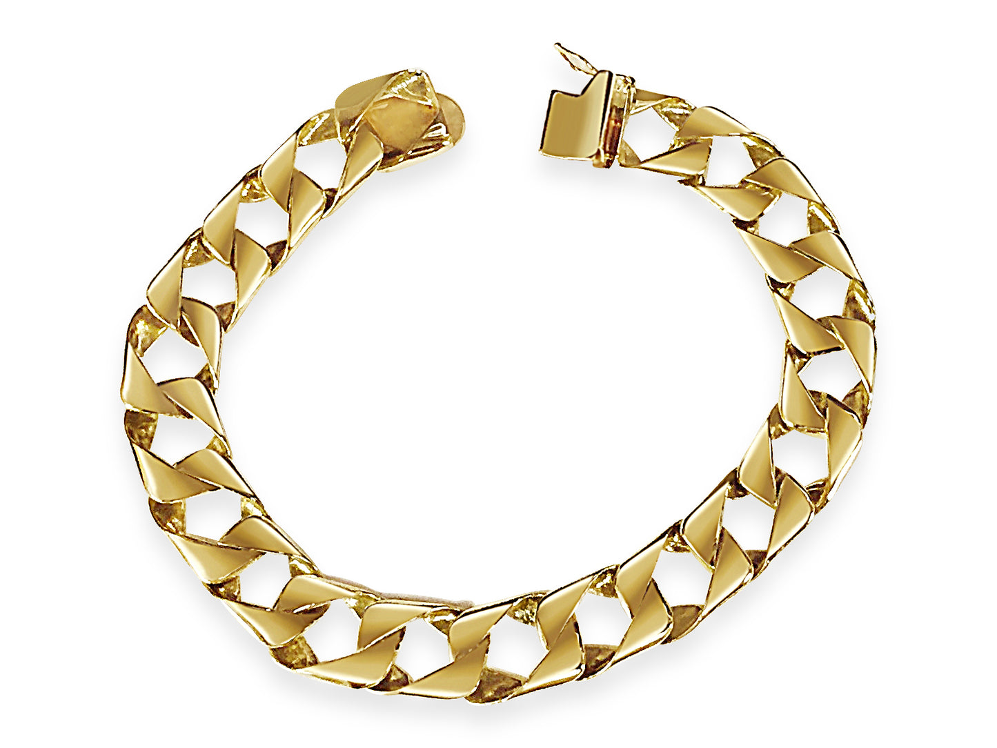 Handmade Solid Gold Curb Bracelet , 11mm