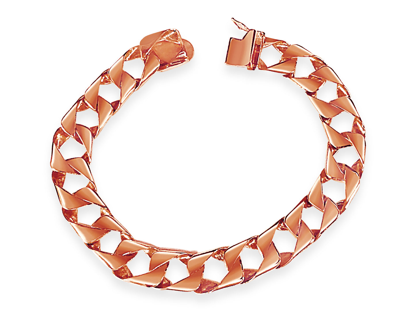 Handmade Solid Gold Curb Bracelet , 11mm
