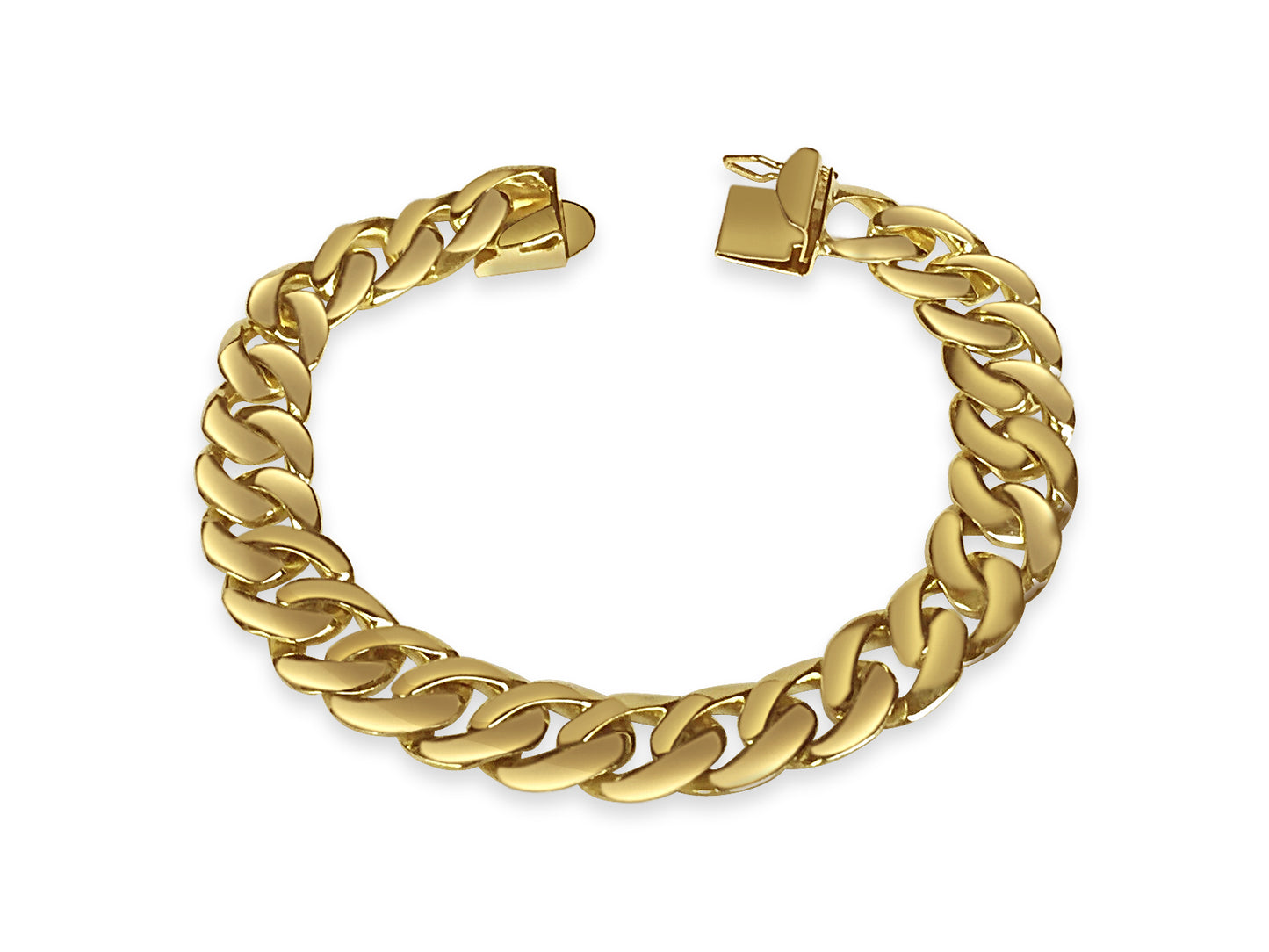 Handmade Solid Gold Curb Bracelet , 10mm