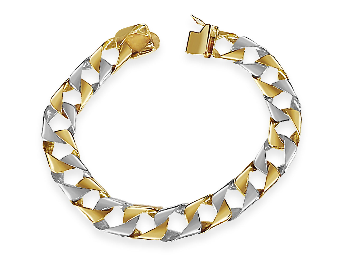 Handmade Solid Gold Curb Bracelet , 11mm