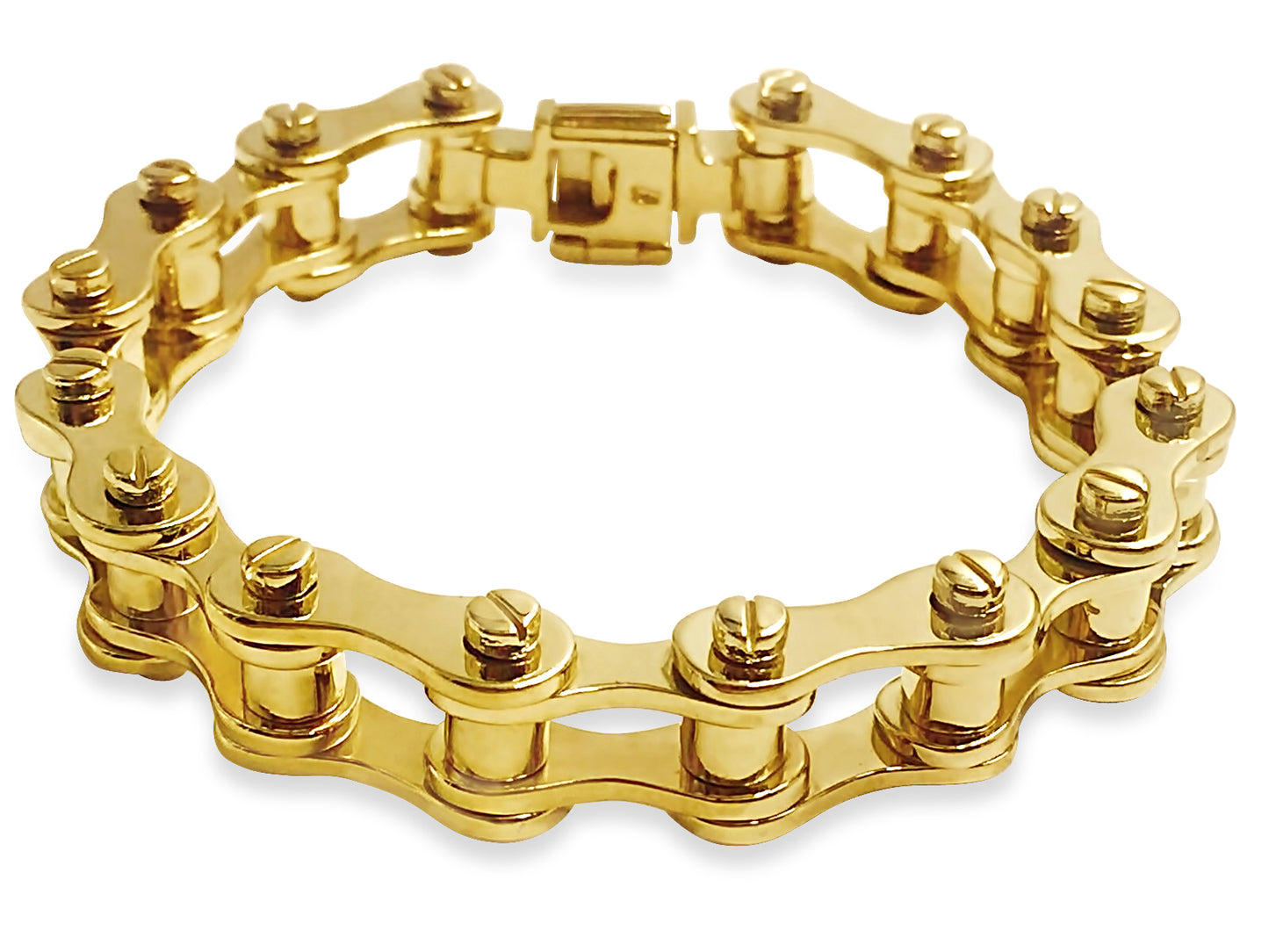 Handmade Solid Gold Motorcycle/Bike Chain Bracelet , 14mm