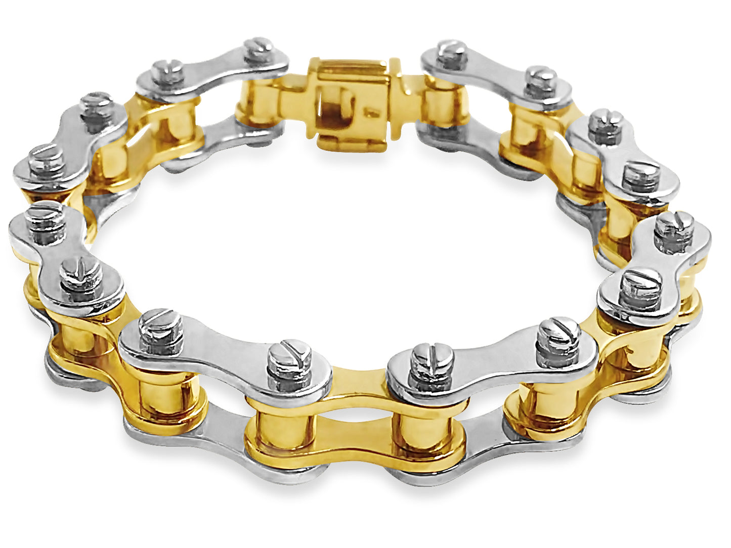 Handmade Solid Gold Motorcycle/Bike Chain Bracelet , 14mm