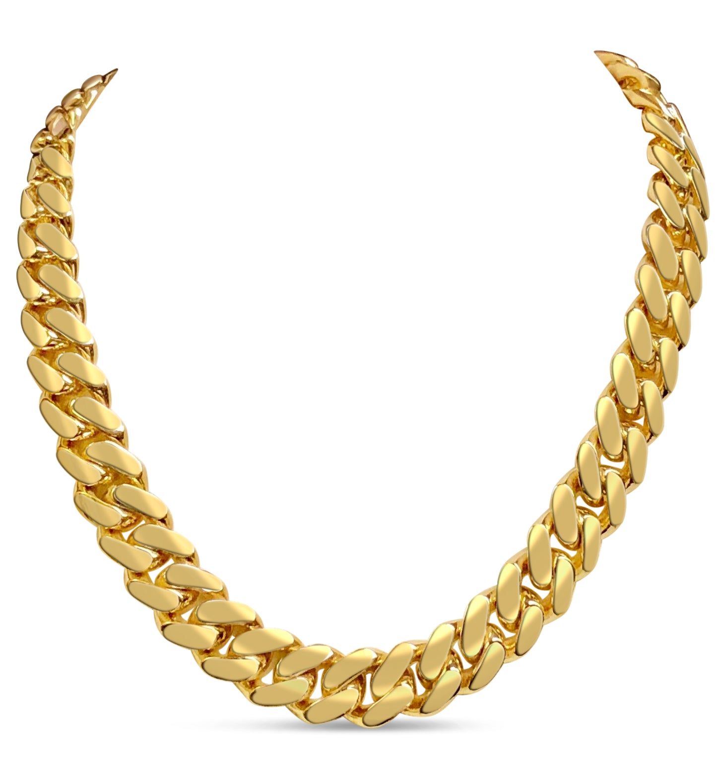 Handmade Solid Gold Miami Cuban Necklace , 16mm