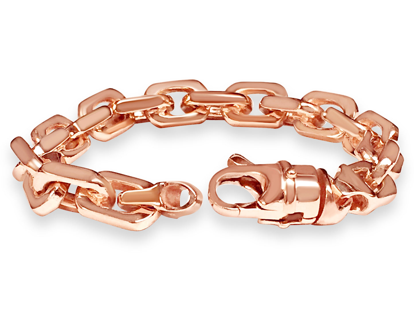 Handmade Solid Gold Fancy Rolo Bracelet , 11mm