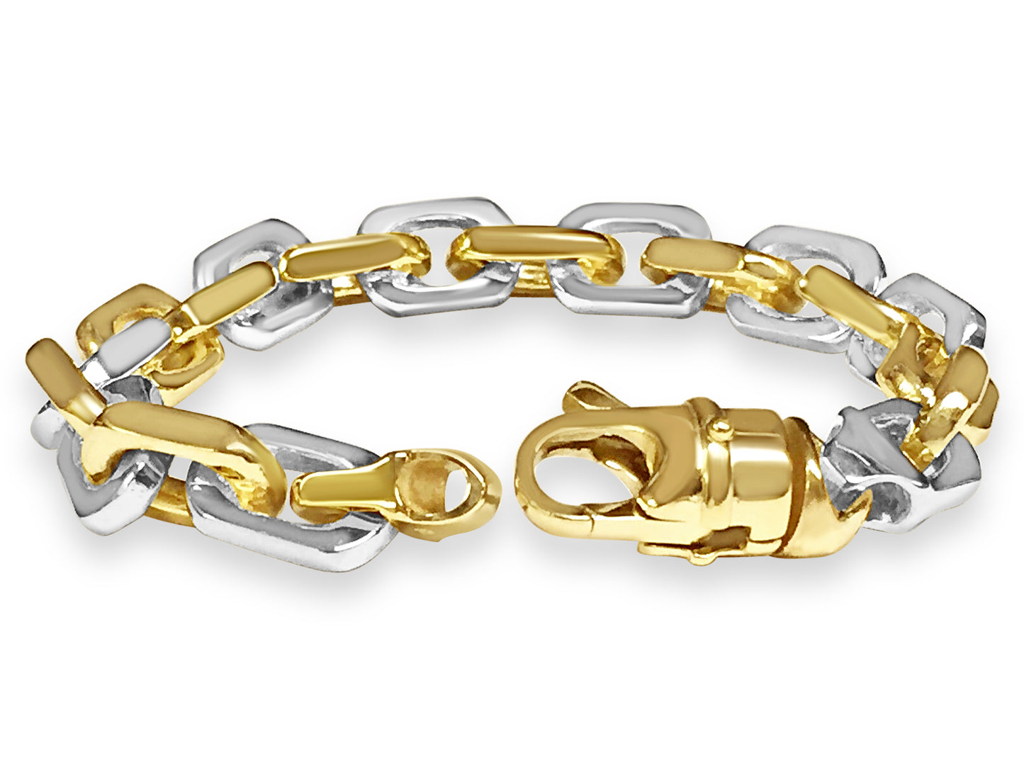 Handmade Solid Gold Fancy Rolo Bracelet , 11mm