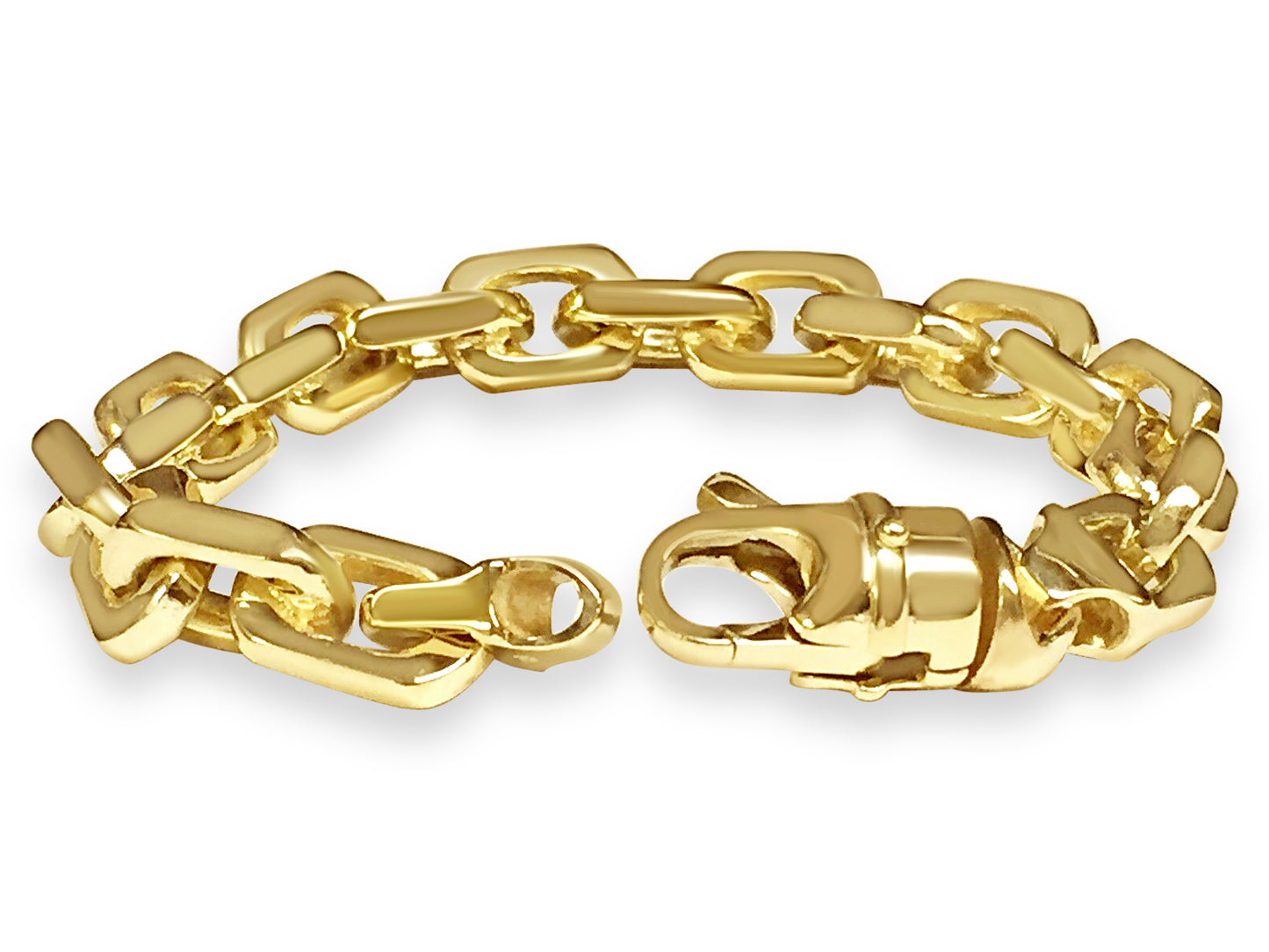 Handmade Solid Gold Fancy Rolo Bracelet , 11mm