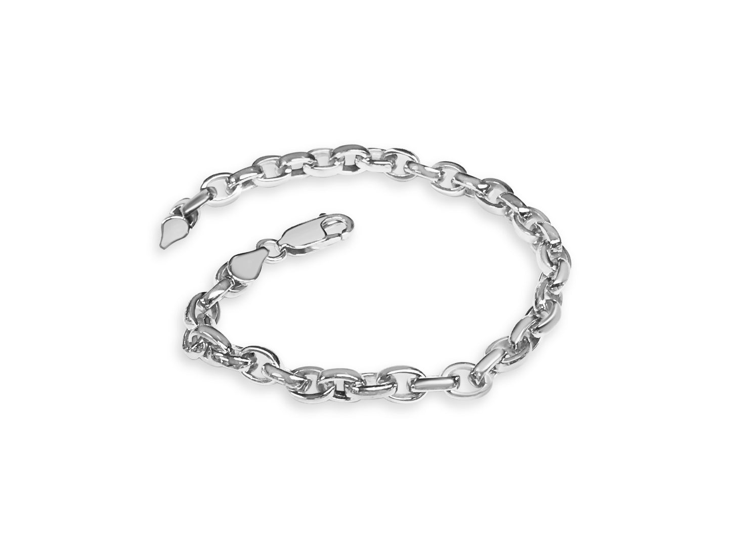 Handmade Solid Gold Oval Rolo Bracelet , 6mm