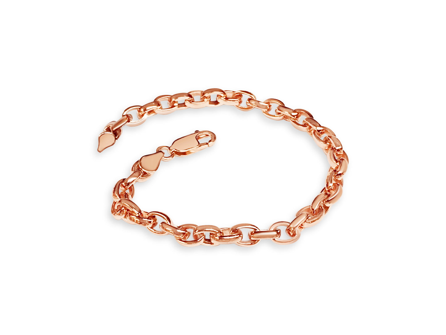 Handmade Solid Gold Oval Rolo Bracelet , 6mm