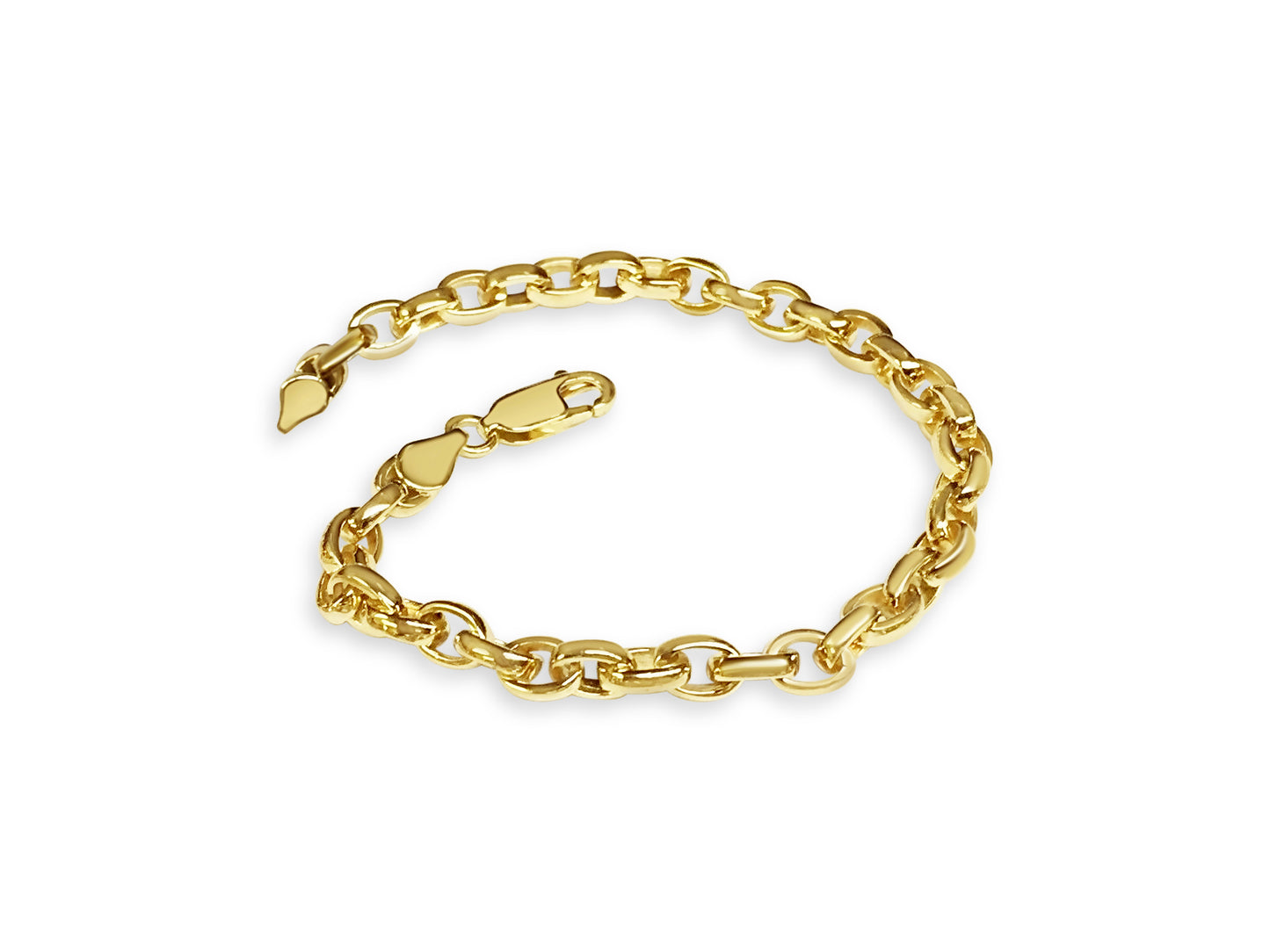 Handmade Solid Gold Oval Rolo Bracelet , 6mm