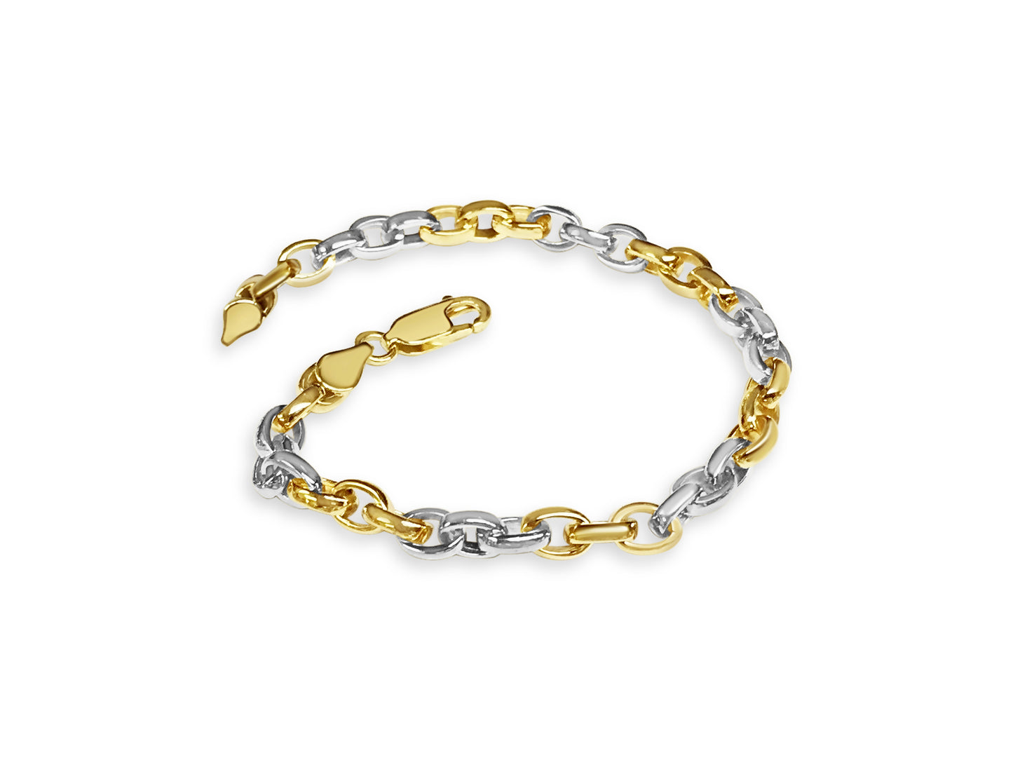 Handmade Solid Gold Oval Rolo Bracelet , 6mm