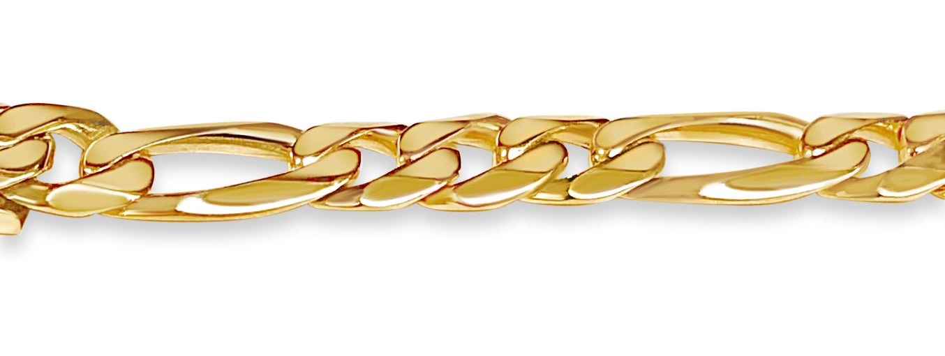 Handmade Solid Gold Figaro Bracelet , 9mm
