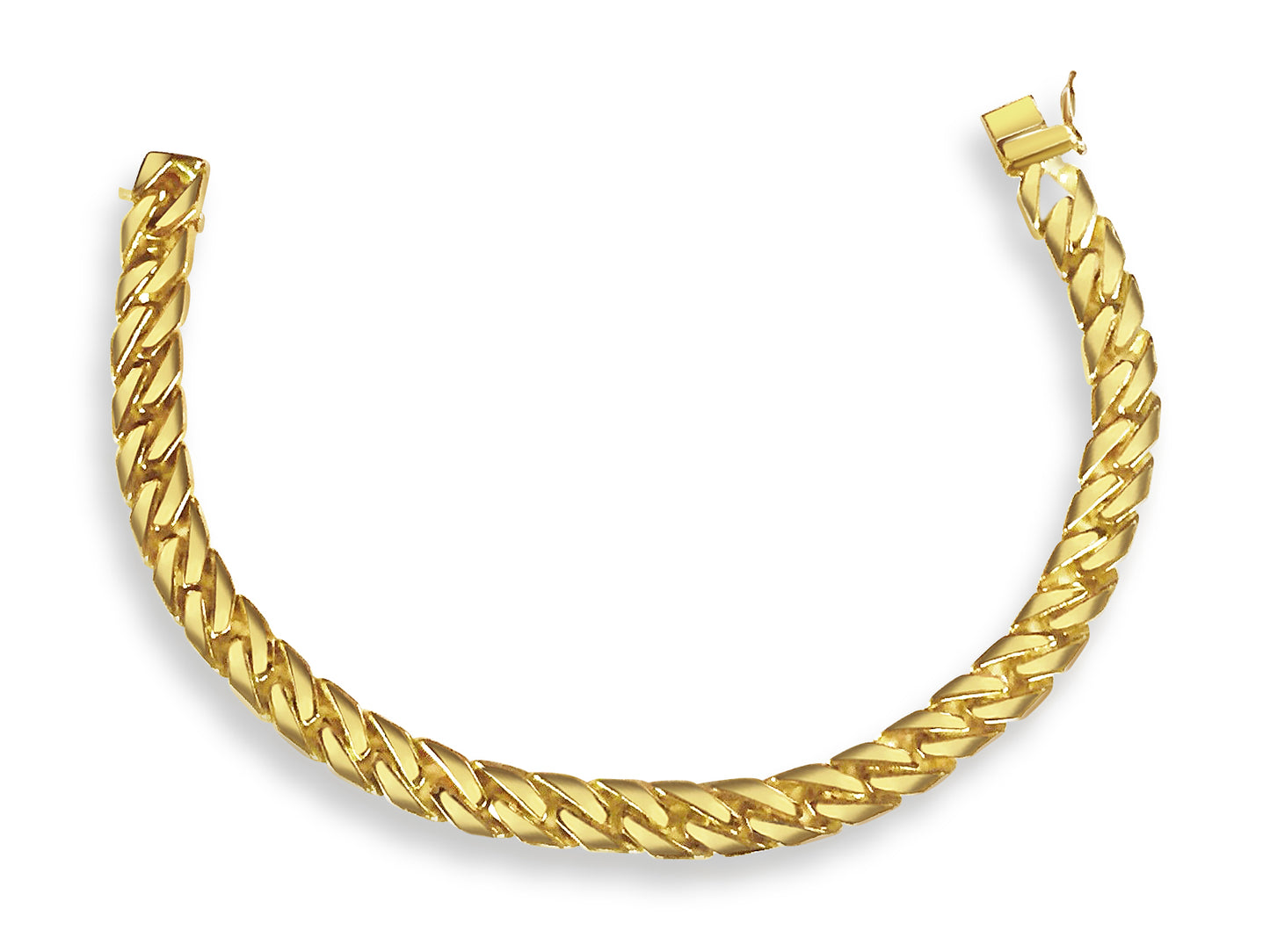 Handmade Solid Gold Curb Bracelet , 8mm