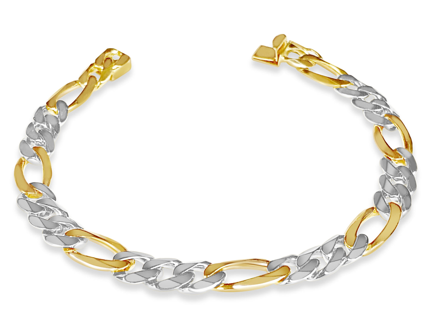 Handmade Solid Gold Figaro Bracelet , 9mm