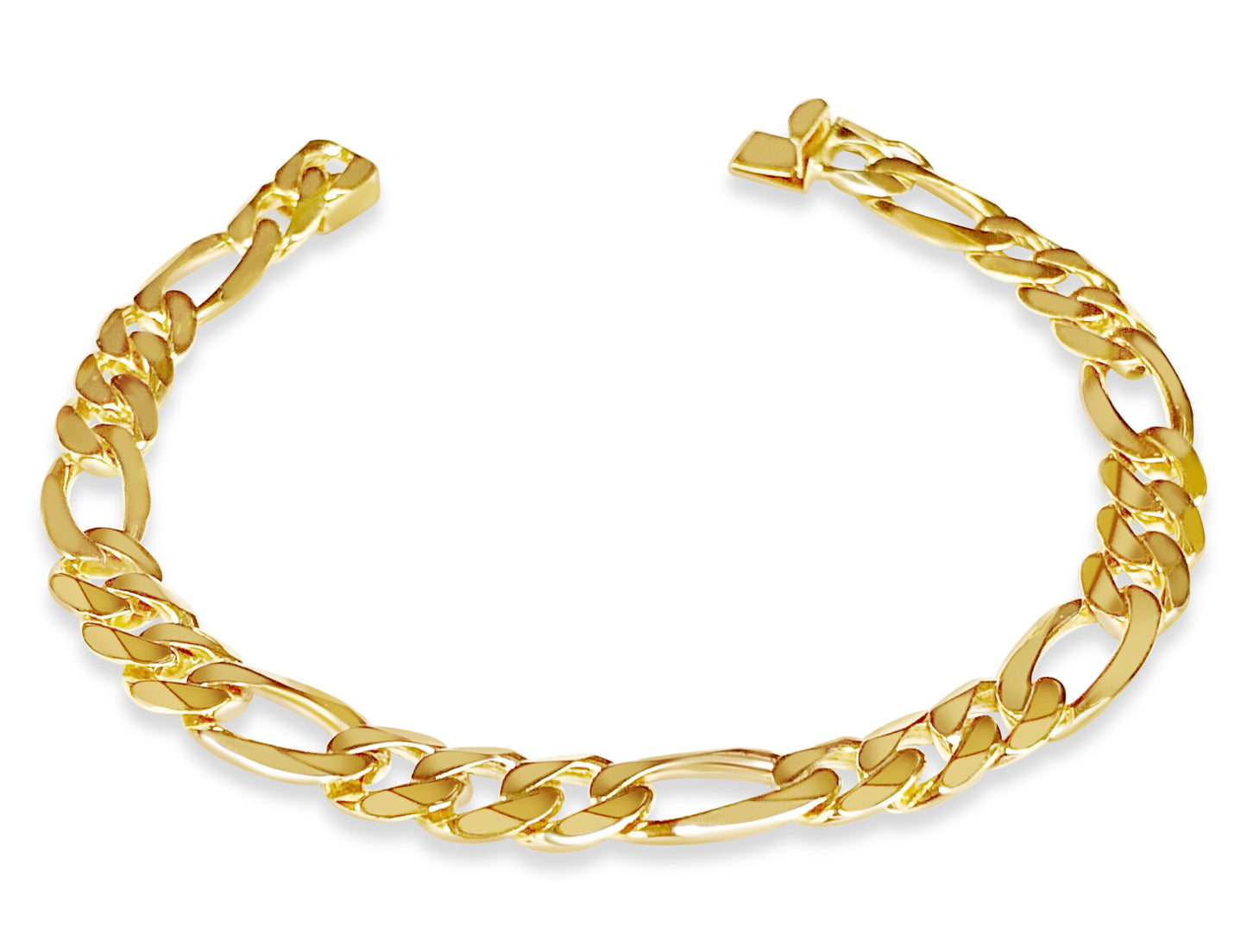 Handmade Solid Gold Figaro Bracelet , 9mm