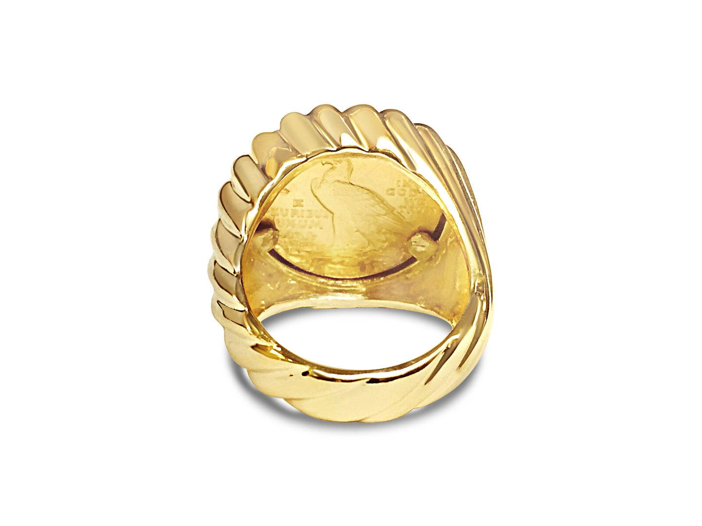 Handmade Solid Gold Fancy Coin Ring , Indian Head Coin ,